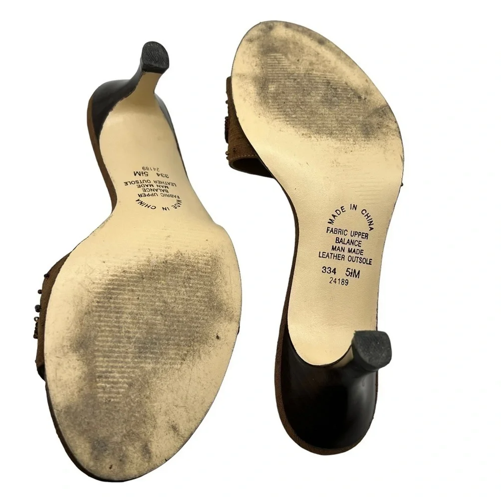 Newport News Embellished Low Heeled Slides in Brown Casual Summer - Picture 6 of 6